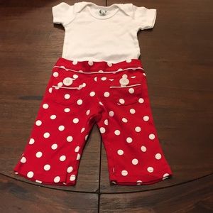 NWOT Red Polka Dot Pant and White Onsie